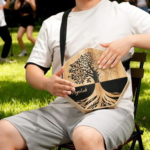 Three-tone Cajon, Portable Travel Drum Box with Adjustable Strap, Unique Appearance, Easy to Carry, for Home and Outdoor, Beautiful Percussion Instrument Gift (Brown) in Saudi Arabia