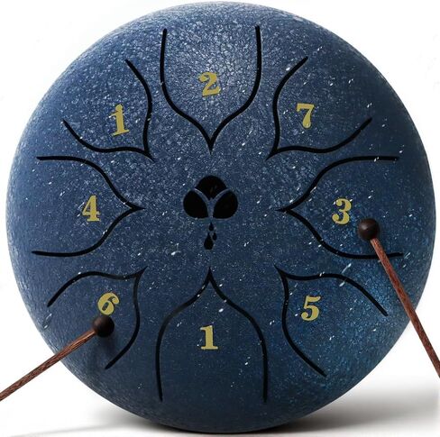 Steel Tongue Drum, 6 Inch 8-Note C Tone, Rain Drum for Meditation, Yoga & Mindfulness, Ideal Gift for Music Lovers(Navy Blue, 6 Inch 8 Note) in Kuwait