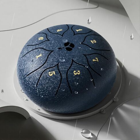 Steel Tongue Drum, 6 Inch 8-Note C Tone, Rain Drum for Meditation, Yoga & Mindfulness, Ideal Gift for Music Lovers(Navy Blue, 6 Inch 8 Note) in Kuwait