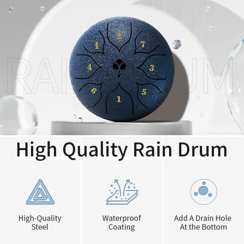 Steel Tongue Drum, 6 Inch 8-Note C Tone, Rain Drum for Meditation, Yoga & Mindfulness, Ideal Gift for Music Lovers(Navy Blue, 6 Inch 8 Note) in Kuwait
