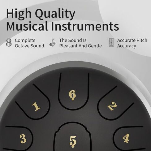 Steel Tongue Drum, 6 Inch 8-Note C Tone, Rain Drum for Meditation, Yoga & Mindfulness, Ideal Gift for Music Lovers(Navy Blue, 6 Inch 8 Note) in Kuwait