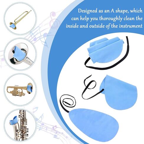 3PCS Saxophone Cleaning Cloth, Blue Saxophone Cleaning Kit, Clarinet Swab Cloth for Inside Tube, Clarinet Swab Cleaning-Cloth for Flute, Piccolo, Trumpet, and Other Wind & Woodwind Instruments in Saudi Arabia
