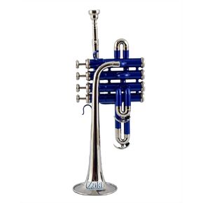 Bb Piccolo Trumpet 4 صمامات نحاسية | لمسة نهائية بلون النيكل الأزرق من Bb Pitch Piccolo Trumpet مثالية للطلاب والمبتدئين | مع حافظة صلبة مجانية وقطعة فم وقفازات وقطعة قماش للتنظيف in Kuwait
