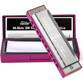 Eastar Major Blues Diatonic Harmonica, 10 Holes C Key Beginner for Kids Children Adults Students, with Hard Case and Cloth, Pink in Saudi Arabia