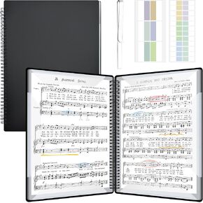 Sheet Music Folder, Music Binder, 30 Sleeves Display 60 Pages Spiral Binder Organizer for Music Stand Fits Letter Size 8.5 x 11 Storage Folder for Choral Band Orchestra Choir with Clips & Tag in Kuwait