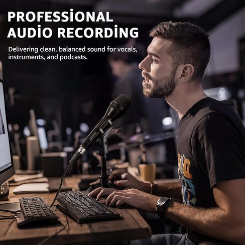Wired Microphone for Singing,Professional Vocal Dynamic Handheld Karaoke,Cardioid Studio Mic,16.4 ft XLR & 6.35 MM with On and Off Switch, for Speakers/Mixer/Machine/Amp/Speech/Karaoke and Outdoors in Saudi Arabia