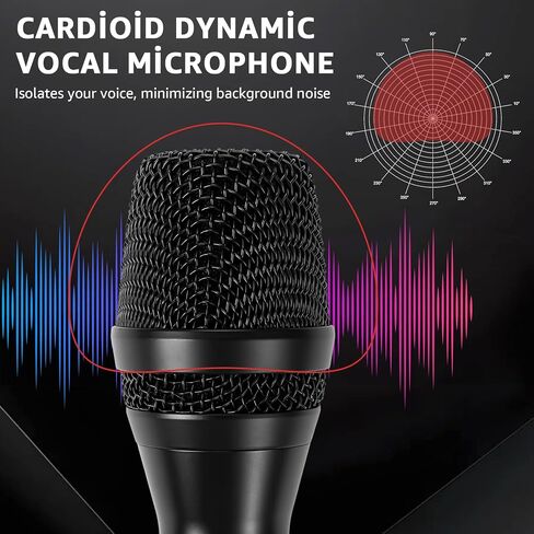 Wired Microphone for Singing,Professional Vocal Dynamic Handheld Karaoke,Cardioid Studio Mic,16.4 ft XLR & 6.35 MM with On and Off Switch, for Speakers/Mixer/Machine/Amp/Speech/Karaoke and Outdoors in Saudi Arabia