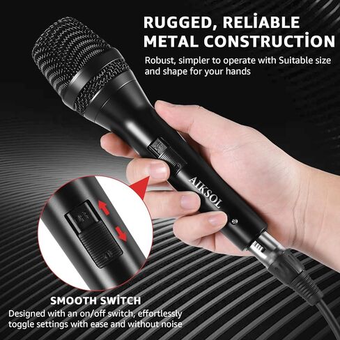 Wired Microphone for Singing,Professional Vocal Dynamic Handheld Karaoke,Cardioid Studio Mic,16.4 ft XLR & 6.35 MM with On and Off Switch, for Speakers/Mixer/Machine/Amp/Speech/Karaoke and Outdoors in Saudi Arabia