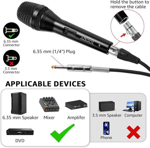 Wired Microphone for Singing,Professional Vocal Dynamic Handheld Karaoke,Cardioid Studio Mic,16.4 ft XLR & 6.35 MM with On and Off Switch, for Speakers/Mixer/Machine/Amp/Speech/Karaoke and Outdoors in Saudi Arabia