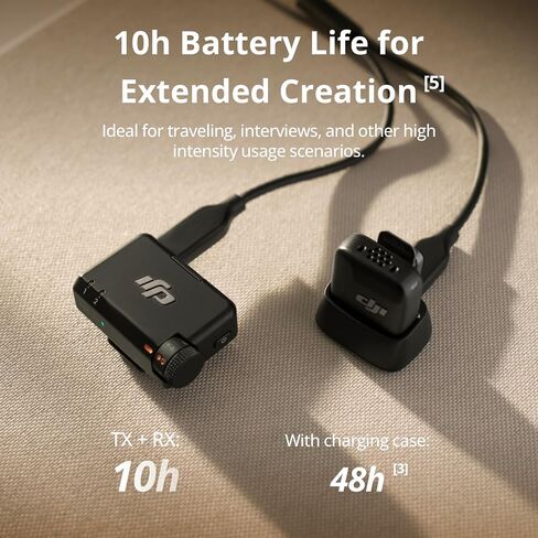DJI Mic Mini (2 TX + 1 RX + Charging Case), Wireless Lavalier Microphone for iPhone/Camera/Android, Ultralight, Detail-Rich Audio, 48h Use, Noise Cancelling, Automatic Limiting, Vlog, Streaming | 48h Use, Noise Cancelling, Automatic Limiting, Wireless Mic in Kuwait