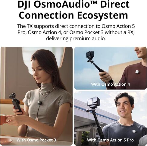 DJI Mic Mini (2 TX + 1 RX + Charging Case), Wireless Lavalier Microphone for iPhone/Camera/Android, Ultralight, Detail-Rich Audio, 48h Use, Noise Cancelling, Automatic Limiting, Vlog, Streaming | 48h Use, Noise Cancelling, Automatic Limiting, Wireless Mic in Kuwait