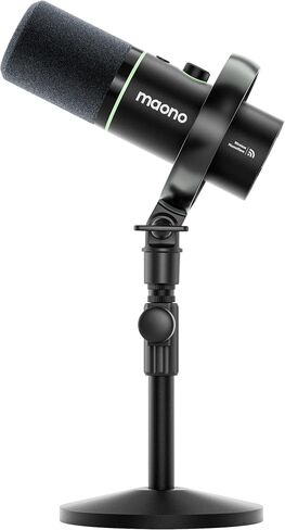 MAONO PD200W ميكروفون بودكاست لاسلكي هجين للكمبيوتر الشخصي، ميكروفون USB ديناميكي XLR مع حامل سطح المكتب، برنامج، إلغاء الضوضاء، للتسجيل الصوتي، البث، إنشاء المحتوى، الاستوديو المنزلي، التعليق الصوتي in Kuwait