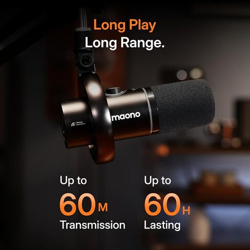 MAONO PD200W ميكروفون بودكاست لاسلكي هجين للكمبيوتر الشخصي، ميكروفون USB ديناميكي XLR مع حامل سطح المكتب، برنامج، إلغاء الضوضاء، للتسجيل الصوتي، البث، إنشاء المحتوى، الاستوديو المنزلي، التعليق الصوتي in Kuwait