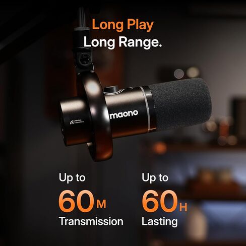 MAONO PD200W ميكروفون بودكاست لاسلكي هجين للكمبيوتر الشخصي، ميكروفون USB ديناميكي XLR مع حامل سطح المكتب، برنامج، إلغاء الضوضاء، للتسجيل الصوتي، البث، إنشاء المحتوى، الاستوديو المنزلي، التعليق الصوتي in Kuwait
