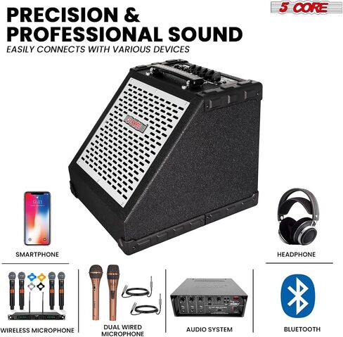 مضخم صوت طبلة بلوتوث 5 كور 80 وات - مكبر صوت 8 بوصات مع شاشة E-Drum مع USB، 3 نطاقات EQ، مدخل Aux وميكروفون للوحة المفاتيح، الطبول الكهربائية، التدريب، الاستوديو - EDA 80W BT in Saudi Arabia