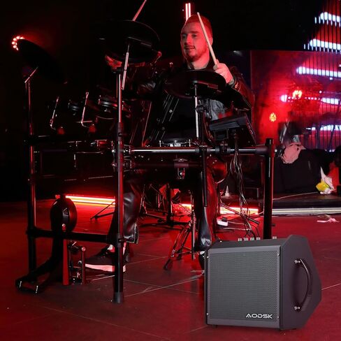 AODSK 35W Professional Electronic Drum Amplifier | Dual Speakers (8" Woofer + 2" Tweeter) | Compatible with Keyboard/Bass/Synthesizer | AUX Input + Recording Output | Treble/Mid Control in Kuwait