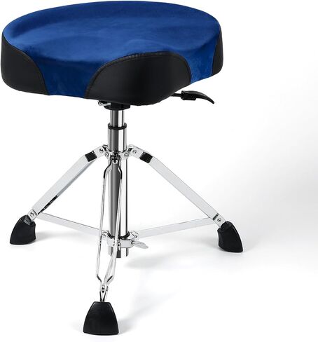 AKLOT Saddle Drum Throne, Hydraulic Drum Throne, Disassemble Heavy Duty Drum Seat, Height Adjustable Suede Drum Chair, Motorcycle Style Drum Stool for Adults Drummers Blue in Saudi Arabia