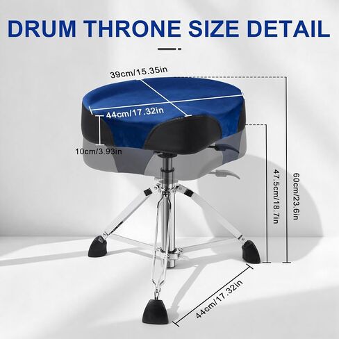 AKLOT Saddle Drum Throne, Hydraulic Drum Throne, Disassemble Heavy Duty Drum Seat, Height Adjustable Suede Drum Chair, Motorcycle Style Drum Stool for Adults Drummers Blue in Saudi Arabia