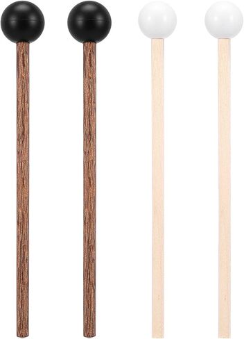 4 Pcs Steel Tongue Drum Mallets, 5.9 Inch Rubber Drum Mallets Sticks for Xylophone Glockenspiel Musical Instruments Mallet Birch Wood Handle Silicone Head Percussion Sticks in Saudi Arabia