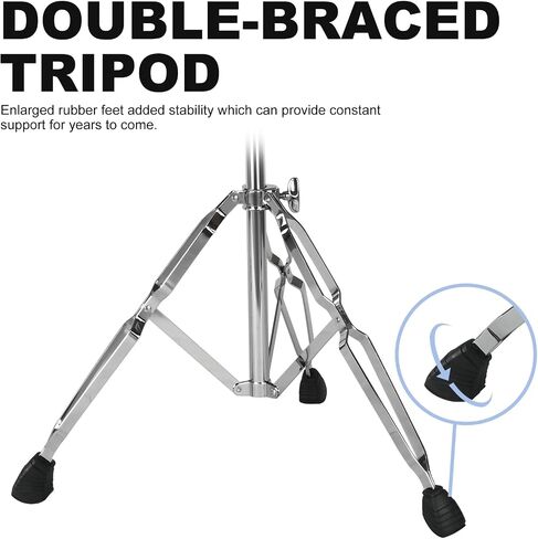 حامل POWERGROOVE Cymbal Boom قابل للتعديل بارتفاع 18 بوصة - 36 بوصة، حامل ثلاثي القوائم مزدوج التثبيت مع أقدام مطاطية مضادة للانزلاق in Saudi Arabia