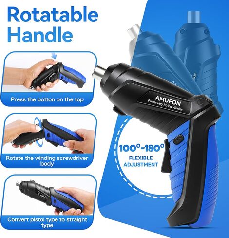 200RPM Electric String Winder,Rechargeable Automatic Guitar Winding Tuner for Stringed Instrument,Guitar Tool Set with LED Light,String Cutter,Bridge Pin Puller,10 Screwdriver Bits,6 Guitar Picks in Saudi Arabia