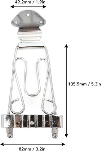 6 String Trapeze Tailpiece, Silver Open Frame Height Adjustment Bridge Tailpiece with Screws, for Archtop Jazz Guitar and Bass Replacement (Silver) in Saudi Arabia