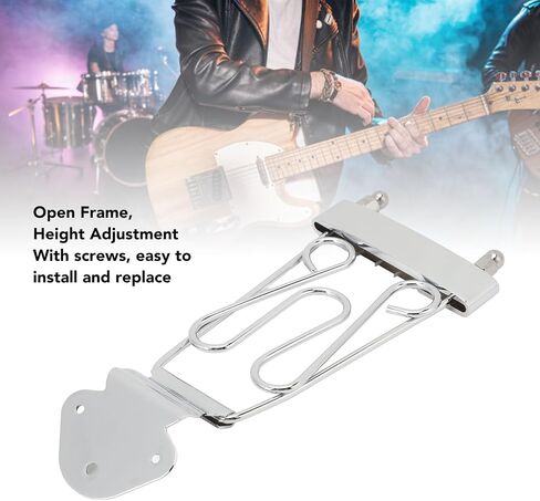 6 String Trapeze Tailpiece, Silver Open Frame Height Adjustment Bridge Tailpiece with Screws, for Archtop Jazz Guitar and Bass Replacement (Silver) in Saudi Arabia