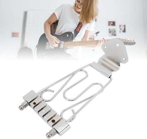 6 String Trapeze Tailpiece, Silver Open Frame Height Adjustment Bridge Tailpiece with Screws, for Archtop Jazz Guitar and Bass Replacement (Silver) in Saudi Arabia