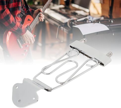 6 String Trapeze Tailpiece, Silver Open Frame Height Adjustment Bridge Tailpiece with Screws, for Archtop Jazz Guitar and Bass Replacement (Silver) in Saudi Arabia