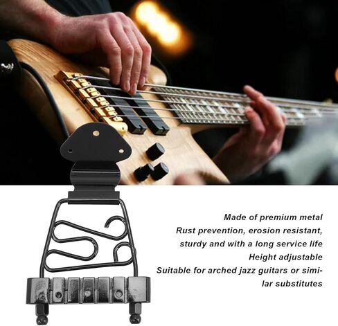 قطعة خلفية من 6 أوتار للجيتار على شكل ترابيز لجيتار الجاز من آرتشتوب، قطعة بديلة لجسر معدني بارتفاع قابل للتعديل للجيتار والباس (فضي) in Kuwait