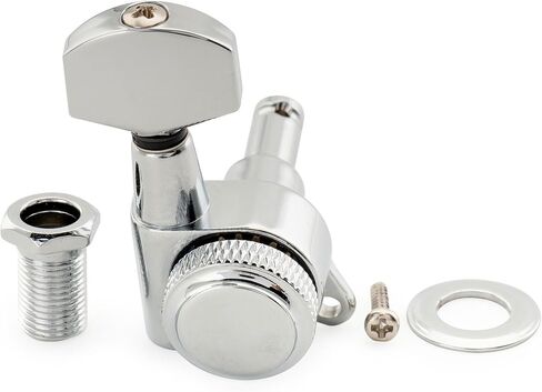 Musiclily Pro 6-in-line 18:1 Ratio Full Sealed Locking Machine Heads Tuners Tuning Pegs Keys with Hex Button 45 Degree Screw for Strat Tele Style Electric Guitar, Chrome in Saudi Arabia