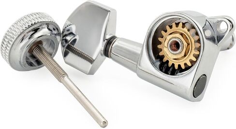 Musiclily Pro 6-in-line 18:1 Ratio Full Sealed Locking Machine Heads Tuners Tuning Pegs Keys with Hex Button 45 Degree Screw for Strat Tele Style Electric Guitar, Chrome in Saudi Arabia