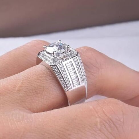 14K Gold Bold Men's 1 Carat D-color VVS1 Diamond Wedding Ring, Bling Rings for Men, Father's Day Gift for Your Father in Kuwait