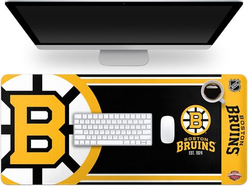 FOCO NHL شعار أساسي مؤسس رسميًا Wordmark Home Office Desk Pad Mouse Mat Mat 35" x 16" (Boston Bruins, Boston Bruins) in Kuwait