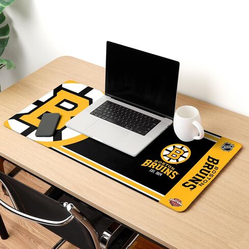 FOCO NHL شعار أساسي مؤسس رسميًا Wordmark Home Office Desk Pad Mouse Mat Mat 35" x 16" (Boston Bruins, Boston Bruins) in Kuwait
