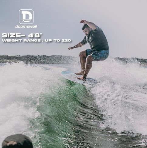 Doomswell Hydro 4'8" Wakesurf Board - خفيف، هجين عالي الأداء مع خيار 3 زعانف، مصبوب بالضغط - لوح تزلج للرجال والنساء، رائع للمبتدئين والراكبين المتقدمين. in Saudi Arabia