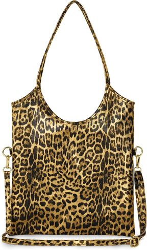 Italian Genuine Metallic Suede Tote Bag for Women with Leopard Print & Zipper | Soft Vertical Medium Leather Purse in Kuwait
