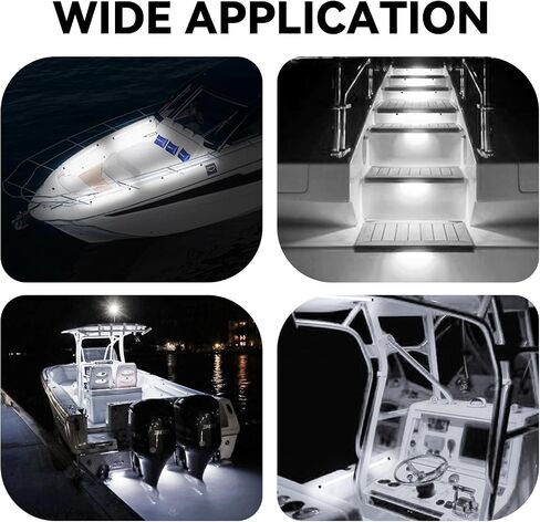 أضواء داخلية للقارب الأبيض، أضواء قارب LED مقاومة للماء، أضواء شريطية LED بحرية، أضواء قارب فائقة السطوع للصيد الليلي، أضواء مجاملة للقوارب للقوارب الشراعية العائمة (4 عبوات بيضاء) in Kuwait