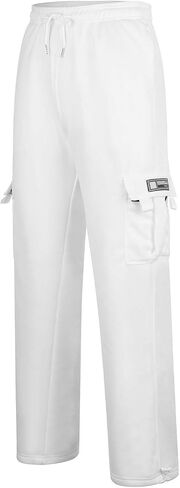 Fleece Lined Sweatpants for Men Athletic Plus Size Open Bottom Sweatpants Heavyweight Casaul Loose Fit Cargo Pants in Saudi Arabia