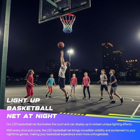 LED Basketball Hoop Lights, Remote Control LED Basketball Net Replacement(12 Loops Rim), 16 Color Change, Waterproof& Easy to Install, Bright to Play at Night Indoor and Outdoor in Saudi Arabia