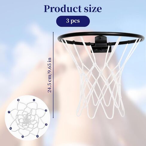 Mini Basketball Net Replacement - 3 Pack 8 Loop Small Indoor Outdoor Net for 8"-10.25" Hoops, PP Basketball Hoop Net Rim Nets, Rainproof Nets Suitable for Doors and Walls(White) in Saudi Arabia
