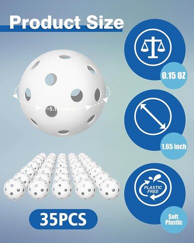 35 Pack Practice Golf Balls Limited Flight Plastic Golf Balls 42mm Practice Golf Balls for Backyard Golf Training Balls for Swing Practice, Airflow Hollow (Multiple Colors) in Saudi Arabia