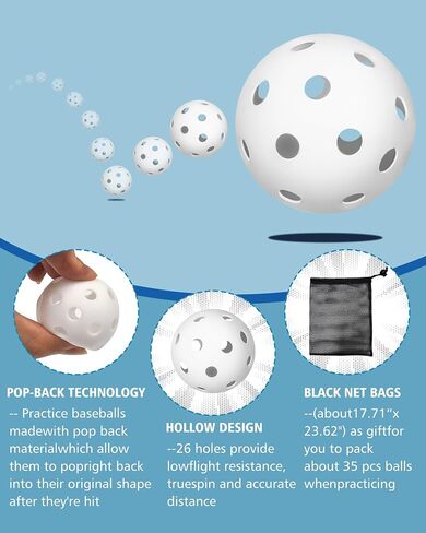 35 Pack Practice Golf Balls Limited Flight Plastic Golf Balls 42mm Practice Golf Balls for Backyard Golf Training Balls for Swing Practice, Airflow Hollow (Multiple Colors) in Saudi Arabia