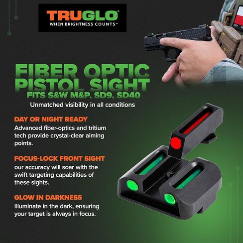 TRUGLO مسدس الألياف الضوئية للرؤية الليلية | مدمج ومتين ومقاوم للتمزق وذو رؤية أمامية حمراء عالية وبصر خلفي أخضر للمسدسات in Kuwait