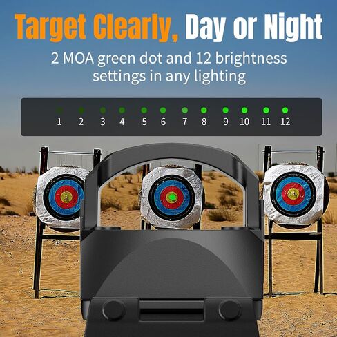 Qande منظر نقطة حمراء/خضراء للمسدس، نطاق نقطة حمراء/خضراء مستيقظ بحركة 2MOA، 12 ضبط سطوع رؤية بصرية منعكسة مفتوحة، مناسب لبصمة قطع RMR أو سكة Picatinny مقاس 20 مم in Kuwait