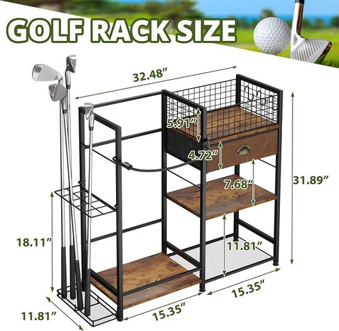 منظم تخزين حقيبة الجولف لتنظيم المرآب، حامل حقيبة الجولف لملحقات حقيبة الجولف، رف جولف واسع لنوادي الجولف وأساسيات الجولف، هدايا جولف مثالية للرجال (يناسب حقيبتين جولف) in Kuwait