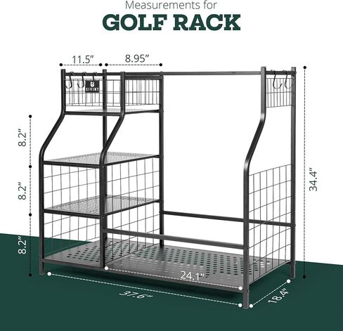 Golf Bag Organizer, Golf Storage Organizer for Garage and Golfing Equipment Rack, Fits 2 Golf Bags, Golf Bag Rack Stand Holder for Garage Shed and Basement in Saudi Arabia
