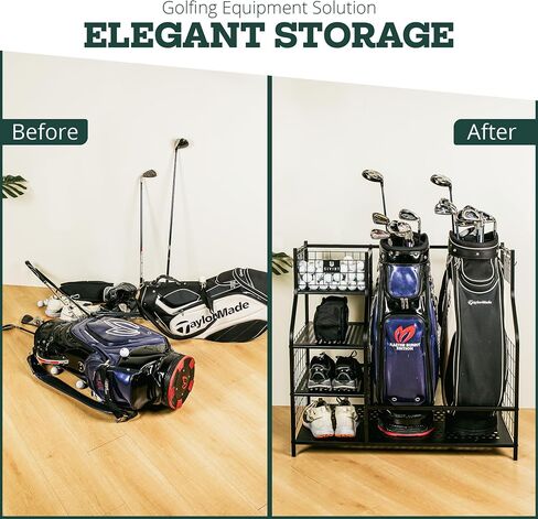 Golf Bag Organizer, Golf Storage Organizer for Garage and Golfing Equipment Rack, Fits 2 Golf Bags, Golf Bag Rack Stand Holder for Garage Shed and Basement in Saudi Arabia