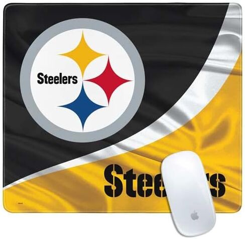 Skinit Small Gaming Mouse Pad - Officially Licensed Pittsburgh Steelers Design with Stitched Edges, Waterproof, Non-Slip Rubber Base, Desk Mat for Keyboard & Mouse, 12.6" x 11" inches in Saudi Arabia