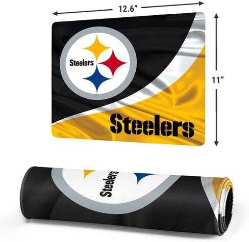Skinit Small Gaming Mouse Pad - Officially Licensed Pittsburgh Steelers Design with Stitched Edges, Waterproof, Non-Slip Rubber Base, Desk Mat for Keyboard & Mouse, 12.6" x 11" inches in Saudi Arabia